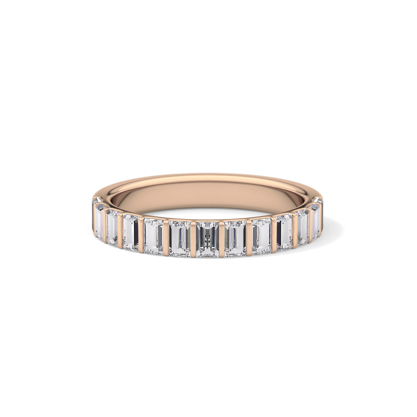 1.08 TCW Baguette Lab Grown Diamond Half Eternity Wedding Band