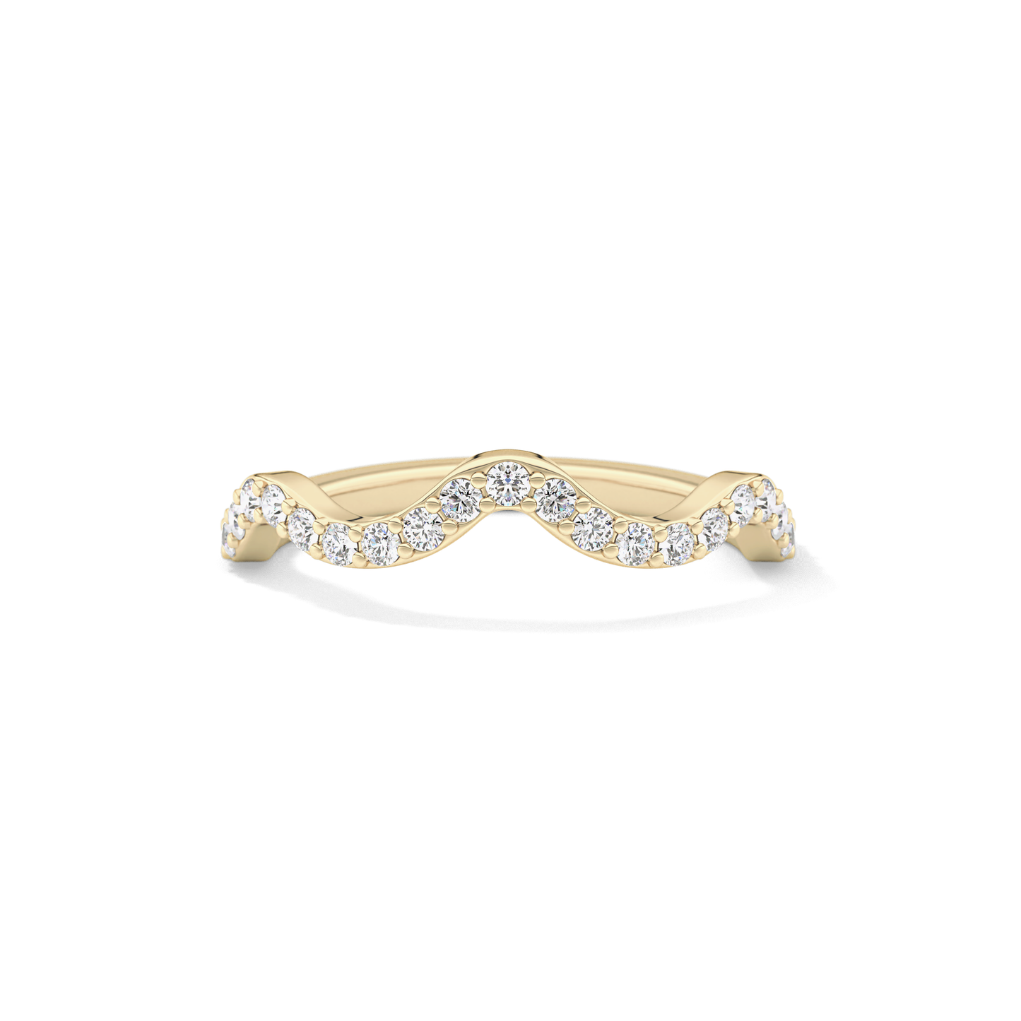 0.58 TCW Round Lab Grown Diamond Curved Wedding Band