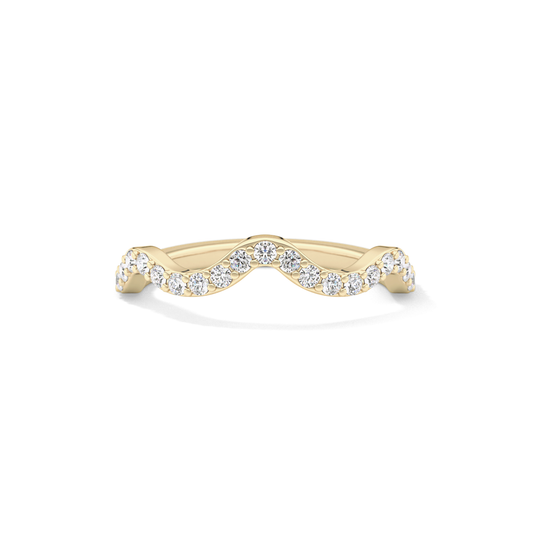 0.58 TCW Round Lab Grown Diamond Curved Wedding Band
