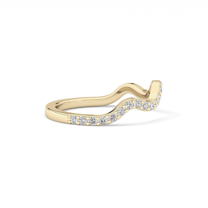 0.58 TCW Round Lab Grown Diamond Curved Wedding Band