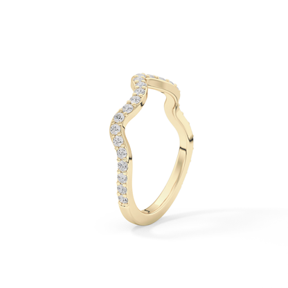 0.58 TCW Round Lab Grown Diamond Curved Wedding Band