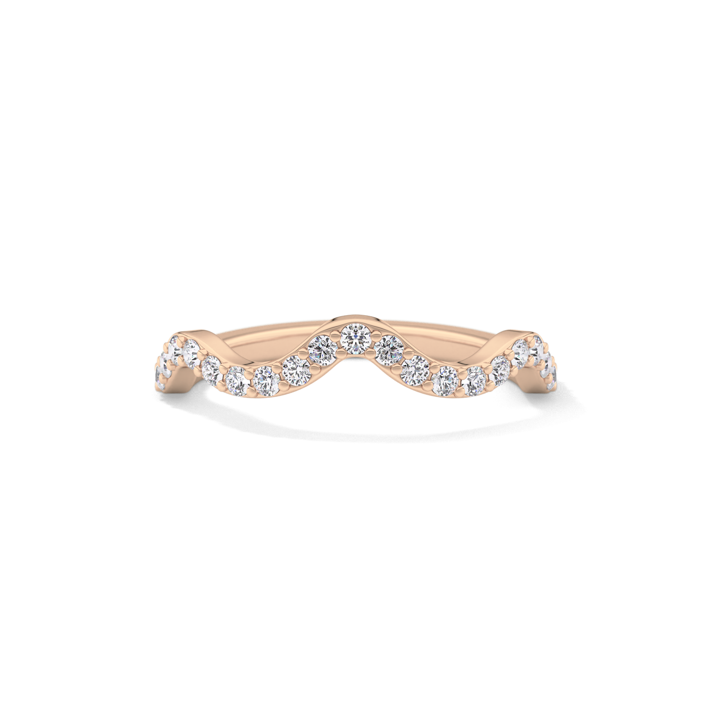 0.58 TCW Round Lab Grown Diamond Curved Wedding Band