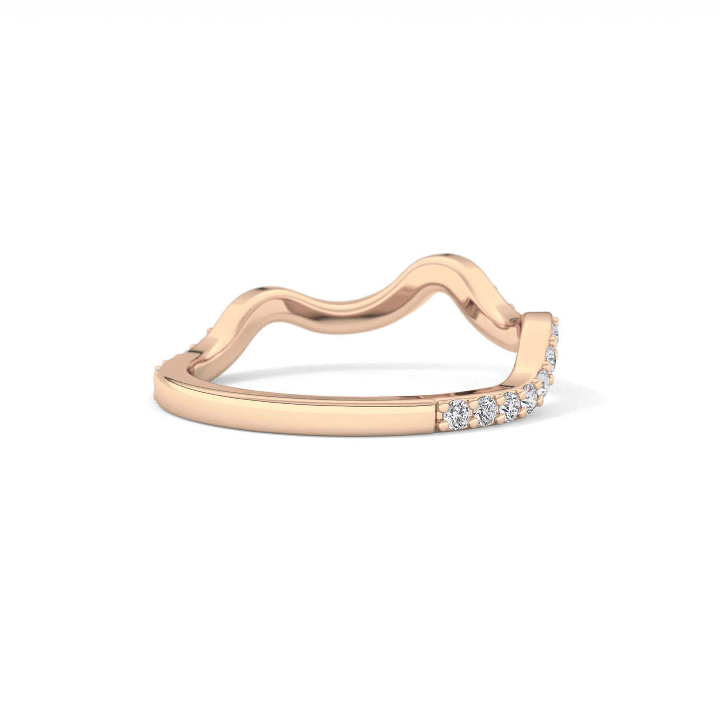 0.58 TCW Round Lab Grown Diamond Curved Wedding Band
