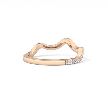 0.58 TCW Round Lab Grown Diamond Curved Wedding Band