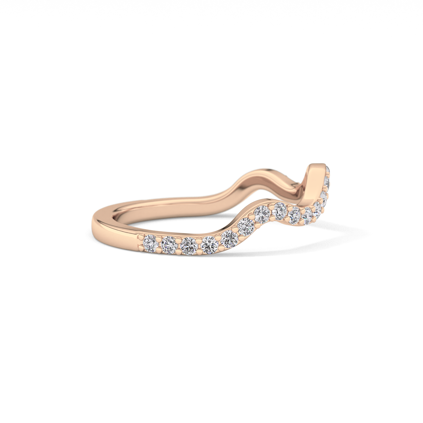 0.58 TCW Round Lab Grown Diamond Curved Wedding Band