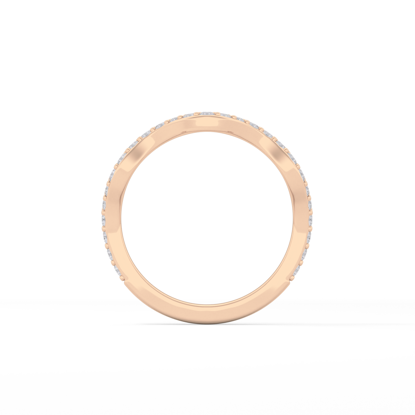 0.58 TCW Round Lab Grown Diamond Curved Wedding Band