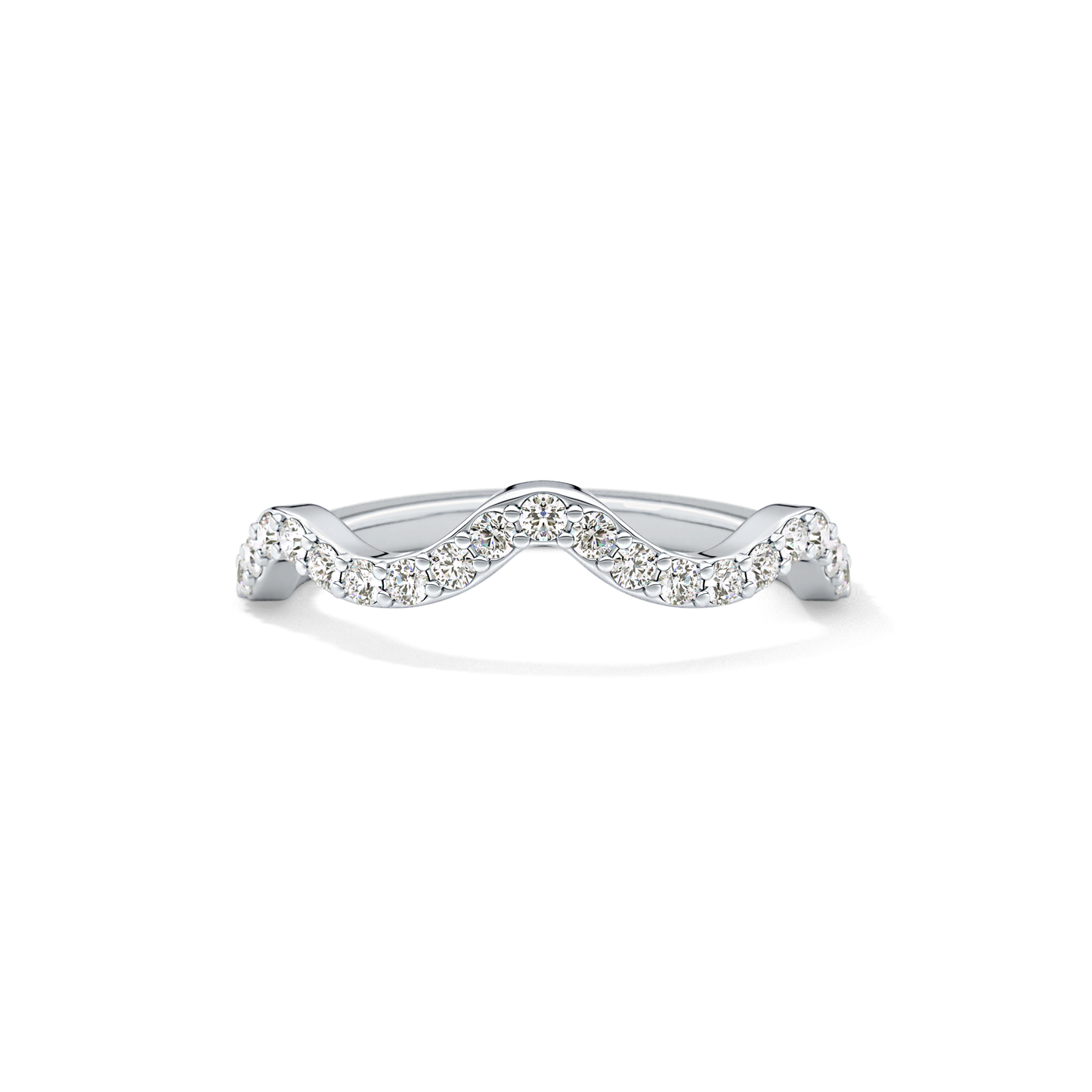 0.58 TCW Round Lab Grown Diamond Curved Wedding Band