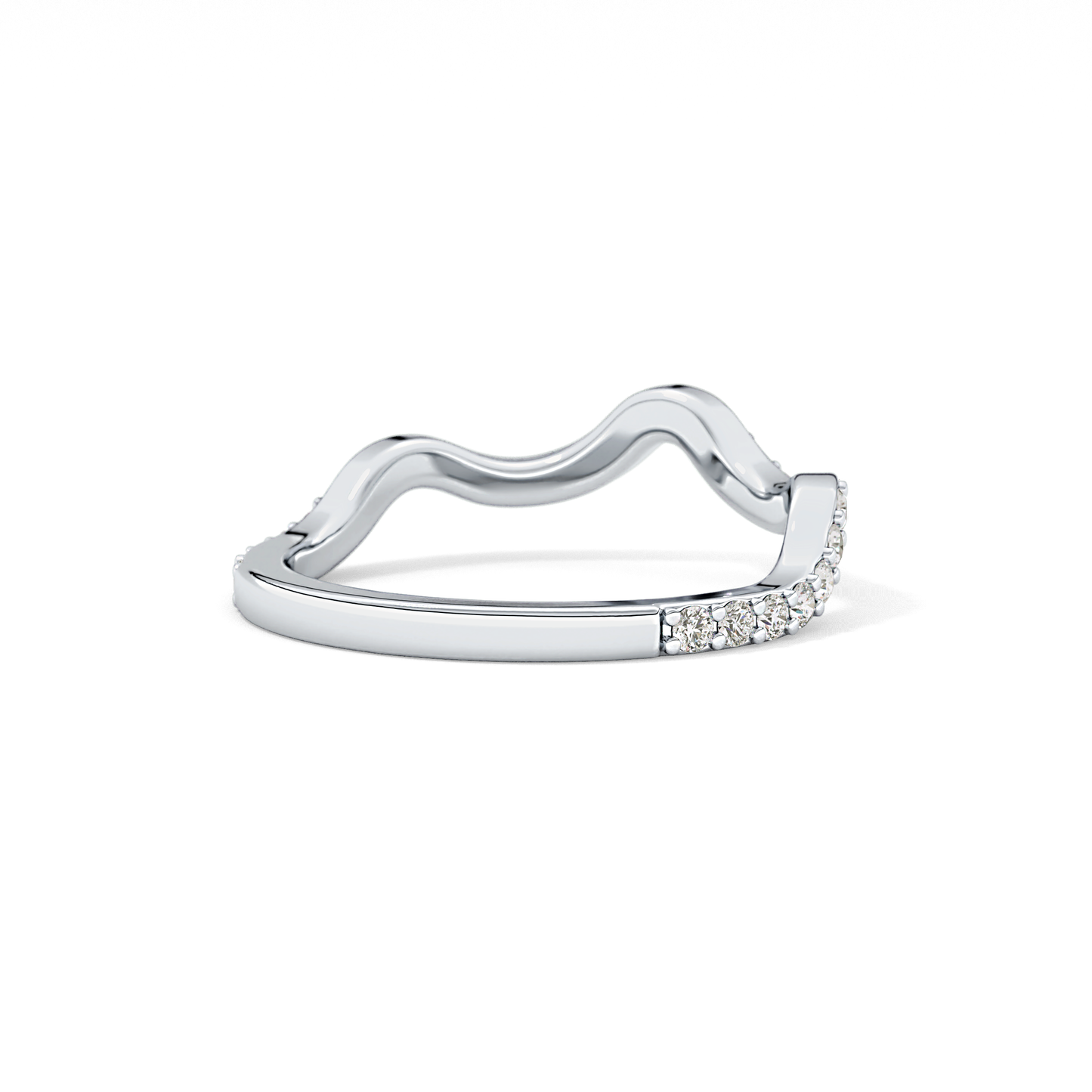 0.58 TCW Round Lab Grown Diamond Curved Wedding Band