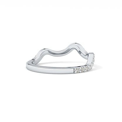 0.58 TCW Round Lab Grown Diamond Curved Wedding Band
