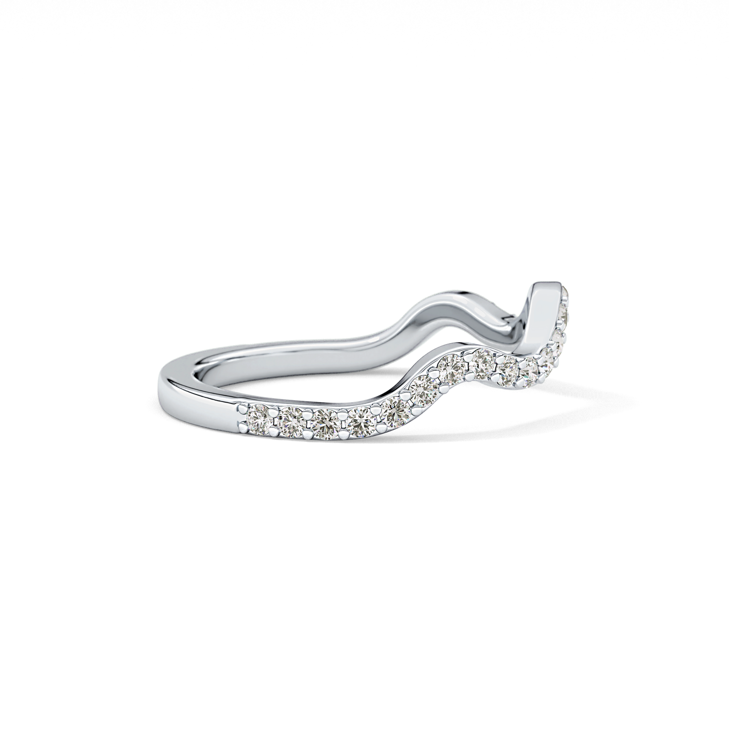 0.58 TCW Round Lab Grown Diamond Curved Wedding Band