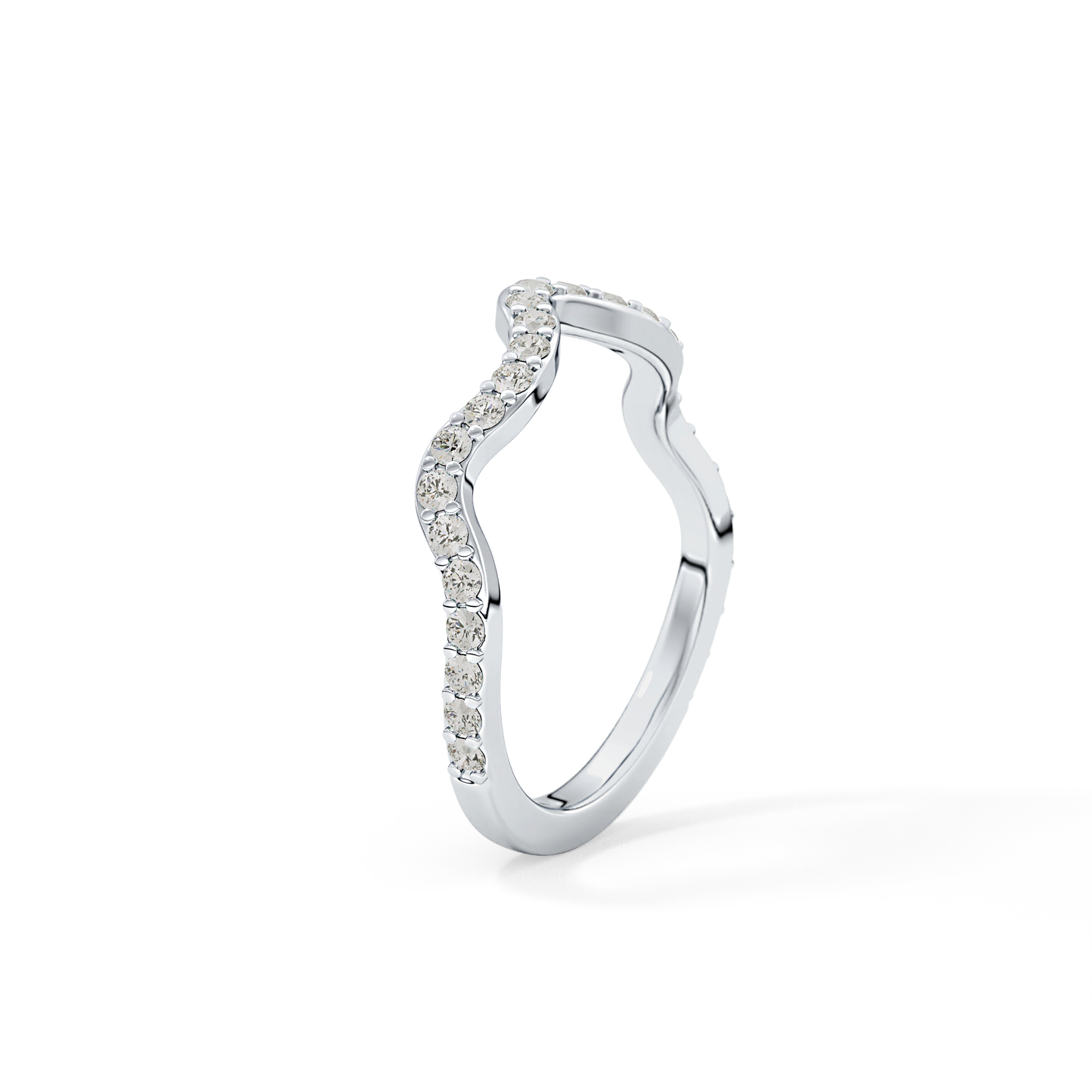 0.58 TCW Round Lab Grown Diamond Curved Wedding Band