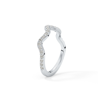 0.58 TCW Round Lab Grown Diamond Curved Wedding Band