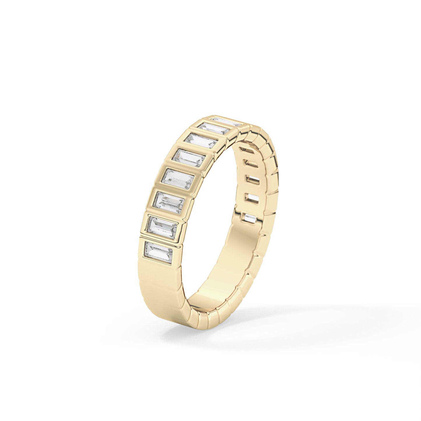 0.44 TCW Baguette Lab Grown Diamond Half Eternity Wedding Band