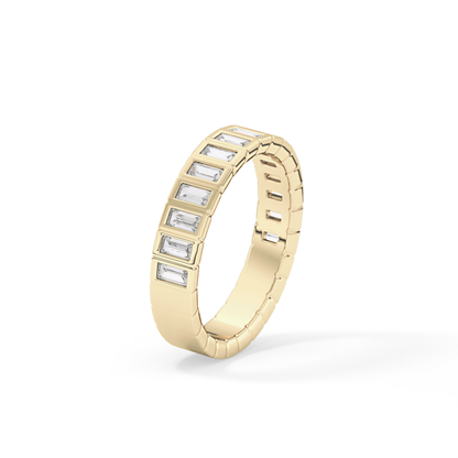 0.44 TCW Baguette Lab Grown Diamond Half Eternity Wedding Band