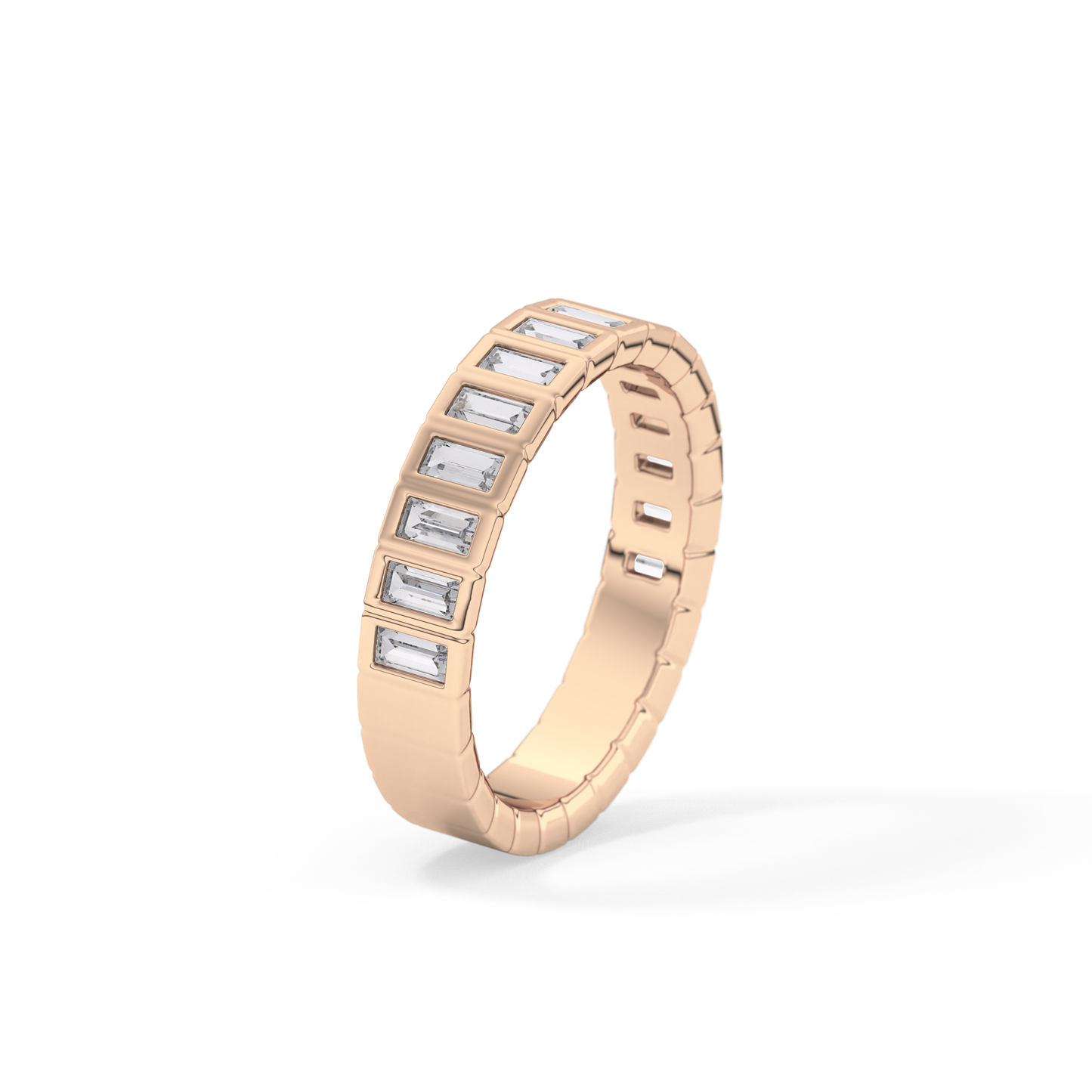 0.44 TCW Baguette Lab Grown Diamond Half Eternity Wedding Band