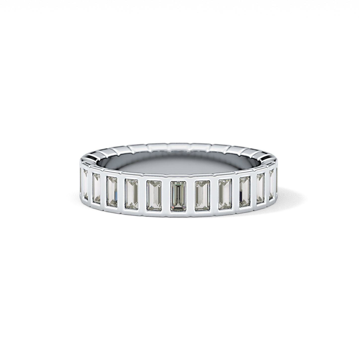 0.44 TCW Baguette Lab Grown Diamond Half Eternity Wedding Band