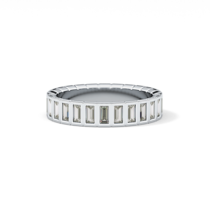 0.44 TCW Baguette Lab Grown Diamond Half Eternity Wedding Band