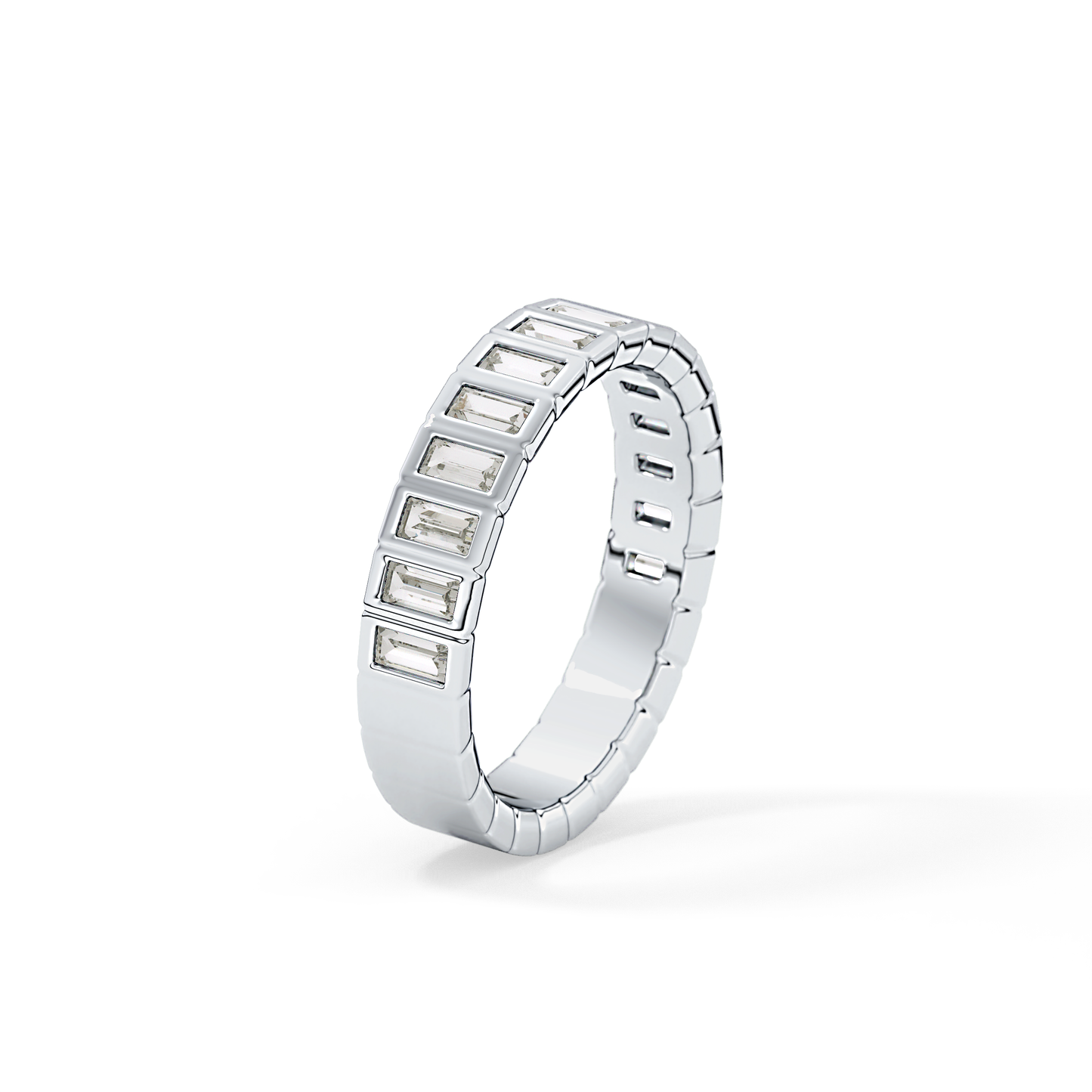 0.44 TCW Baguette Lab Grown Diamond Half Eternity Wedding Band