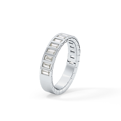 0.44 TCW Baguette Lab Grown Diamond Half Eternity Wedding Band