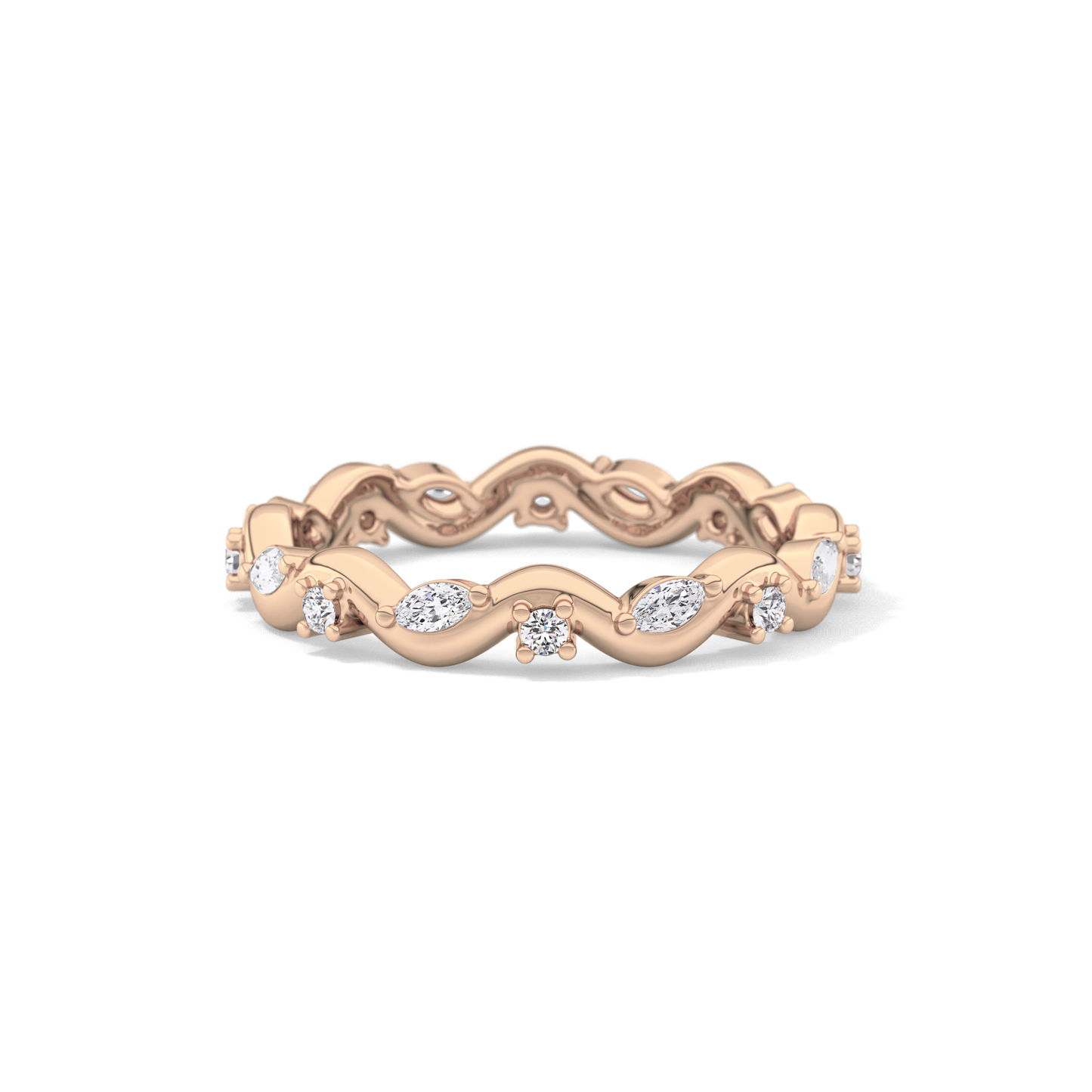 0.56 TCW Round & Marquise Lab Grown Diamond Full Eternity Wedding Band