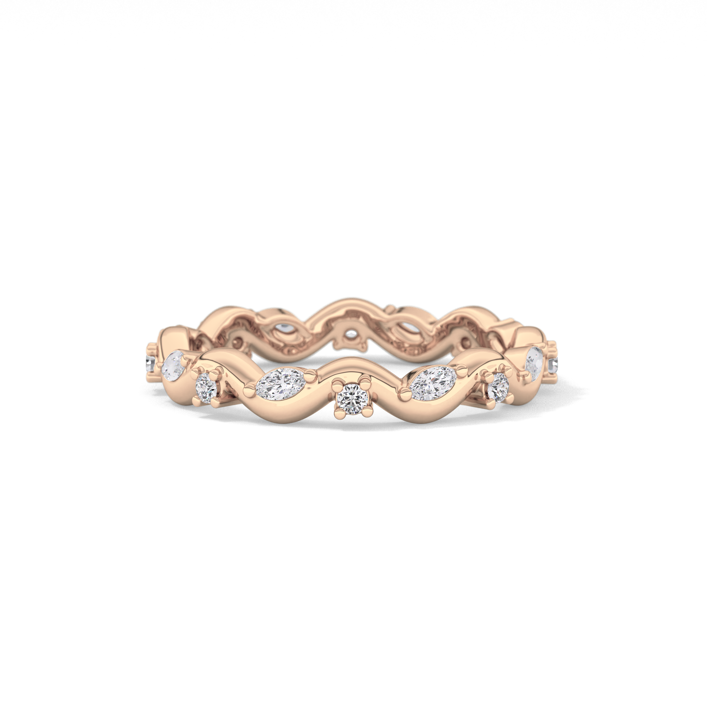 0.56 TCW Round & Marquise Lab Grown Diamond Full Eternity Wedding Band