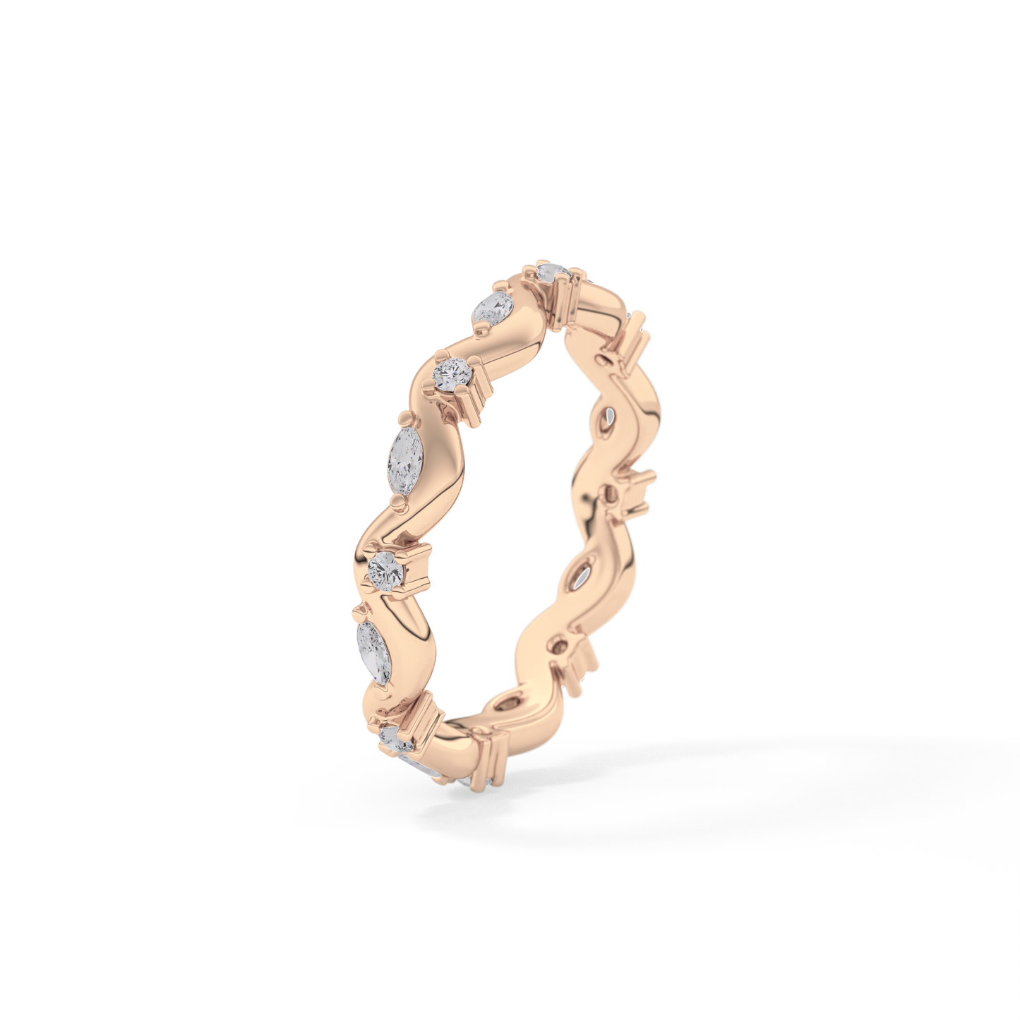 0.56 TCW Round & Marquise Lab Grown Diamond Full Eternity Wedding Band