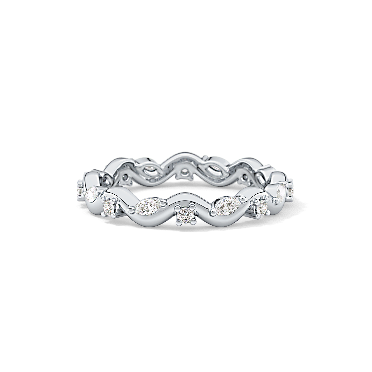 0.56 TCW Round & Marquise Lab Grown Diamond Full Eternity Wedding Band