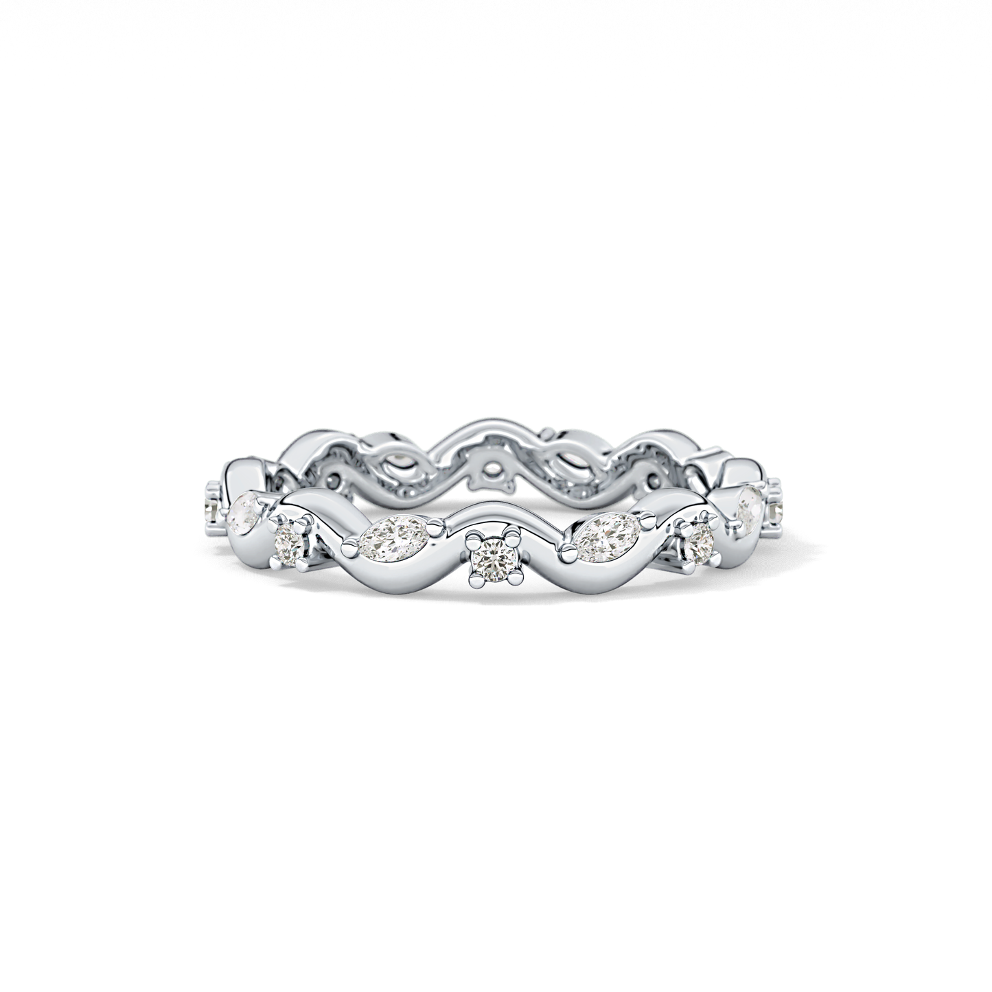 0.56 TCW Round & Marquise Lab Grown Diamond Full Eternity Wedding Band