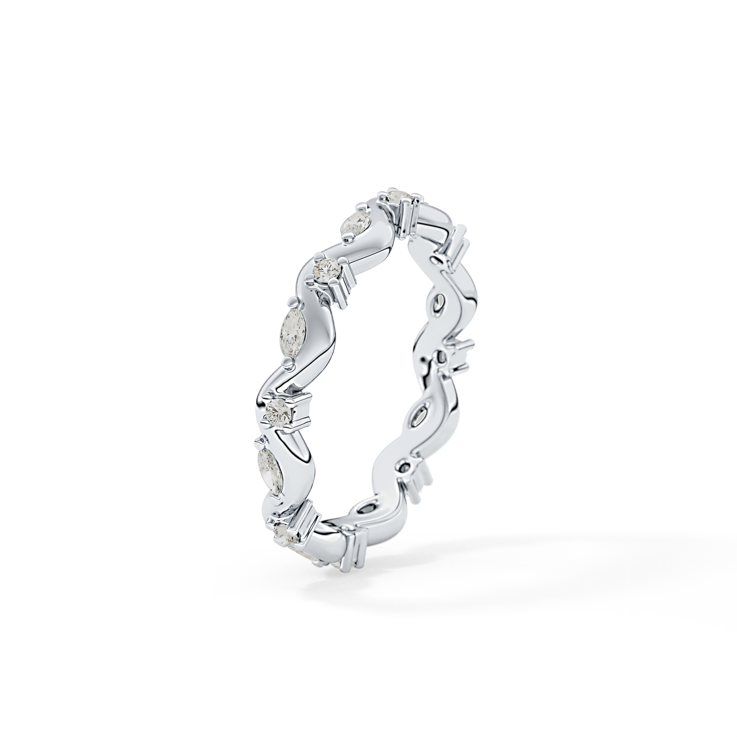 0.56 TCW Round & Marquise Lab Grown Diamond Full Eternity Wedding Band