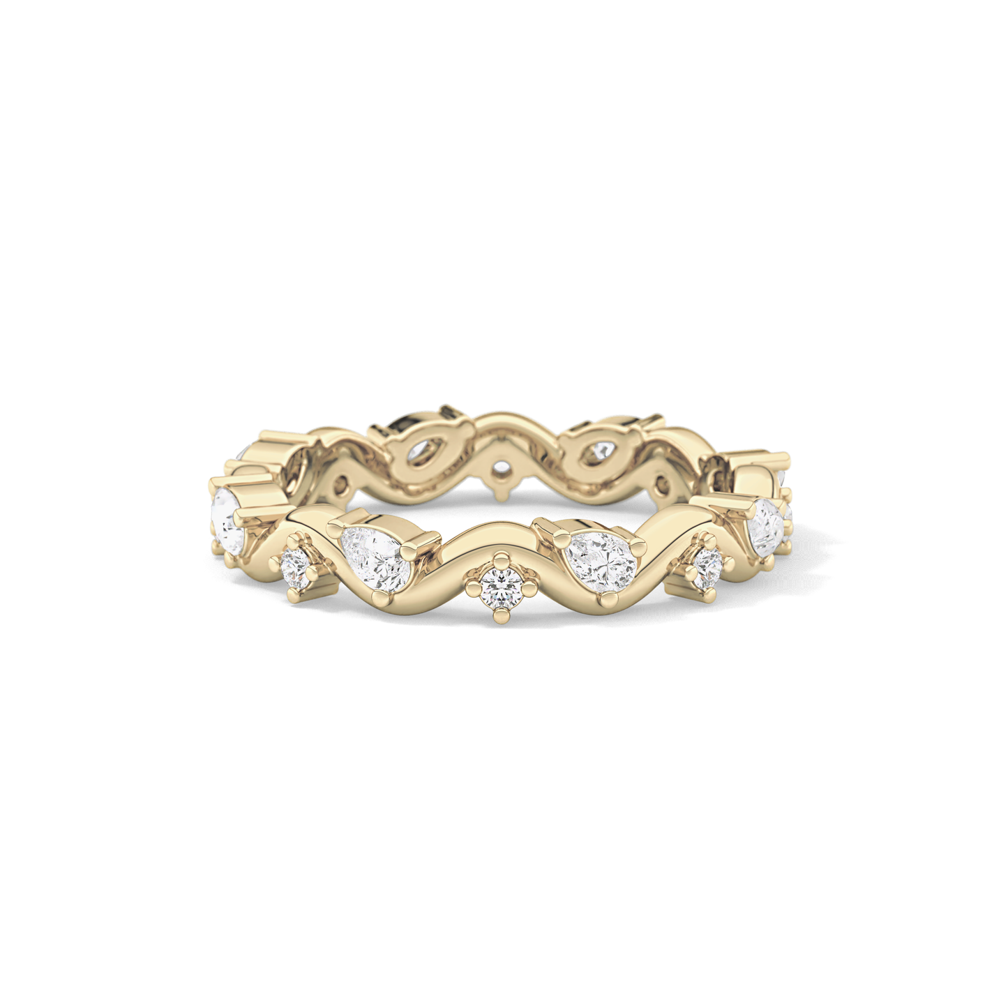 0.56 TCW Round & Pear Lab Grown Diamond Half Eternity Wedding Band