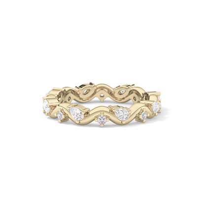 0.56 TCW Round & Pear Lab Grown Diamond Half Eternity Wedding Band