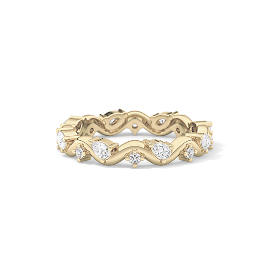 0.56 TCW Round & Pear Lab Grown Diamond Half Eternity Wedding Band