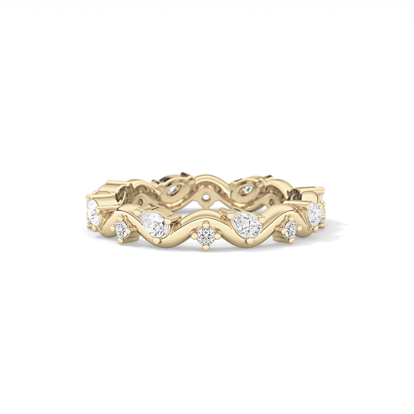 0.56 TCW Round & Pear Lab Grown Diamond Half Eternity Wedding Band