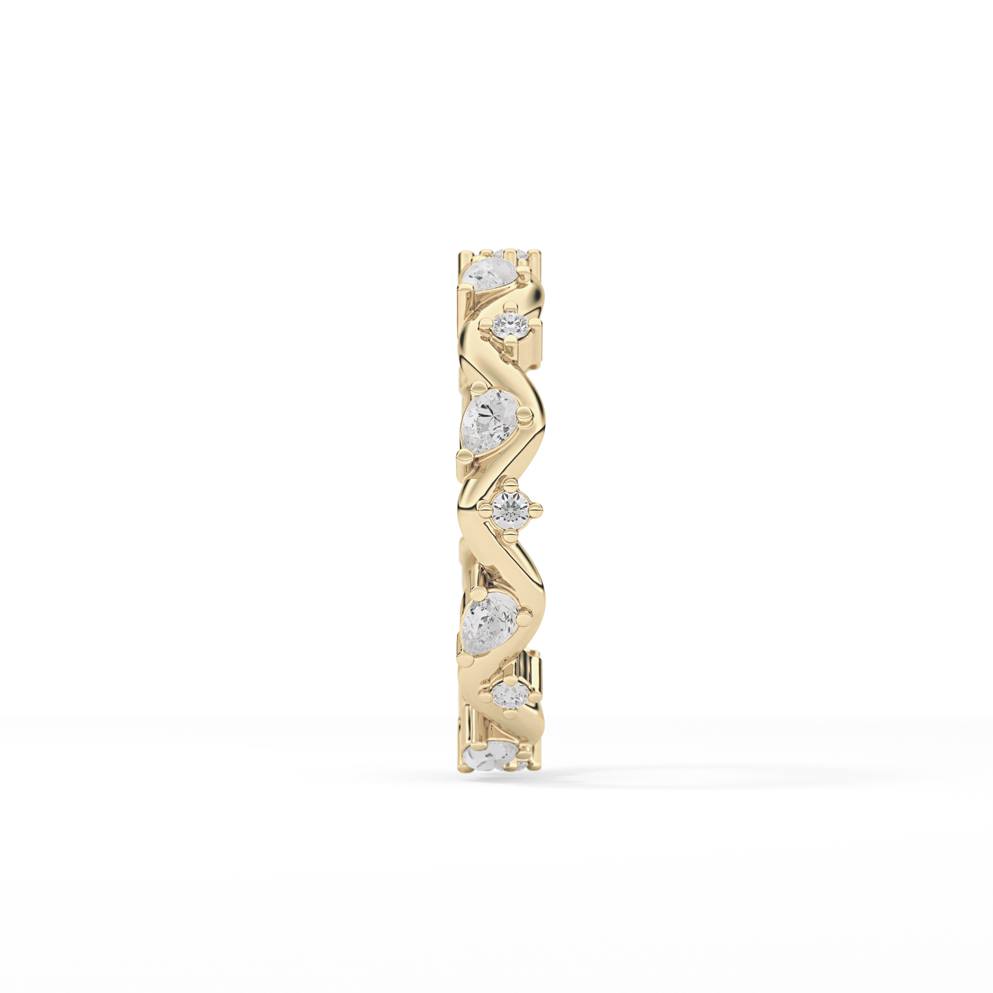 0.56 TCW Round & Pear Lab Grown Diamond Half Eternity Wedding Band