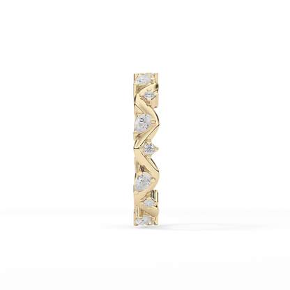 0.56 TCW Round & Pear Lab Grown Diamond Half Eternity Wedding Band