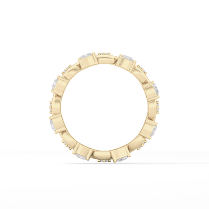 0.56 TCW Round & Pear Lab Grown Diamond Half Eternity Wedding Band