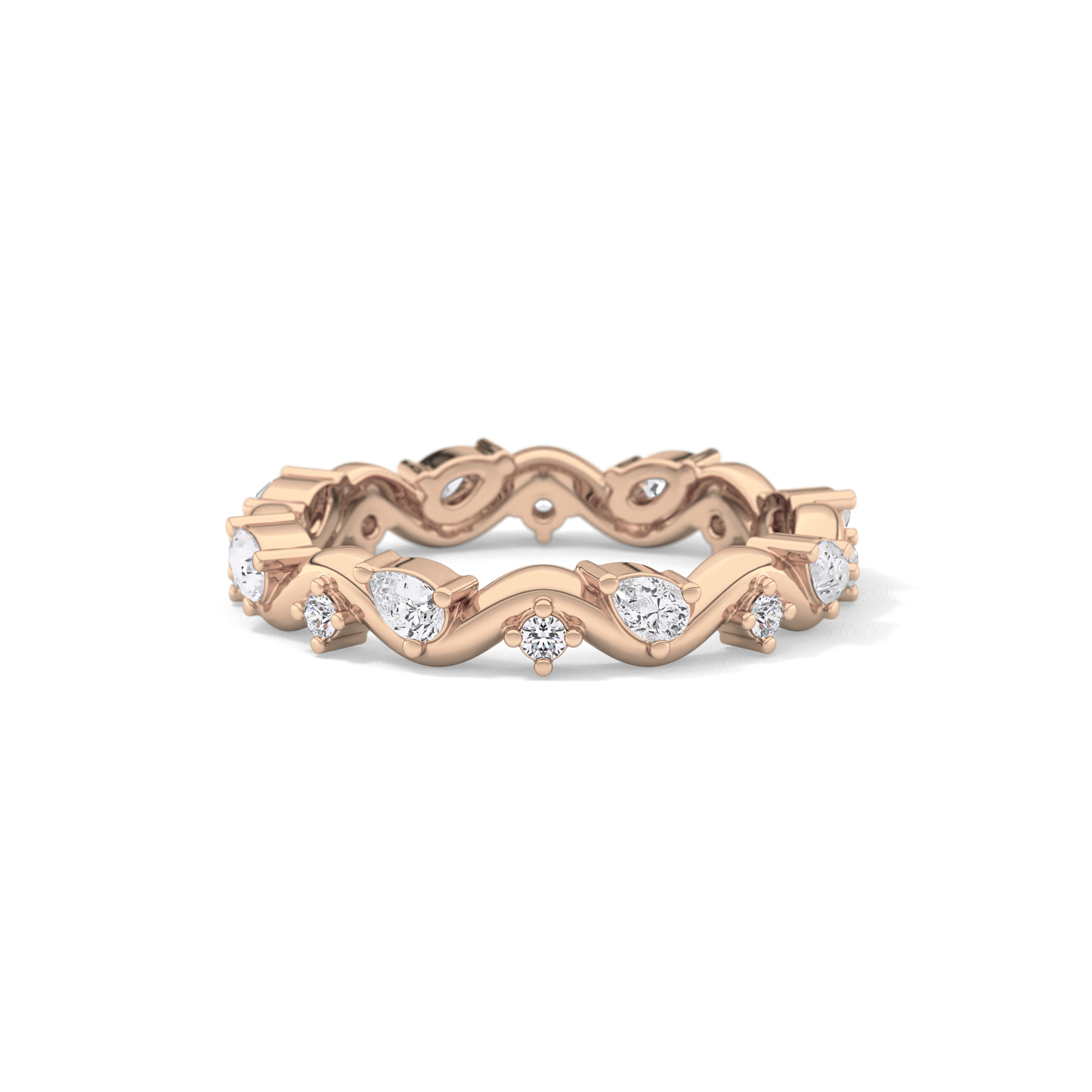 0.56 TCW Round & Pear Lab Grown Diamond Half Eternity Wedding Band