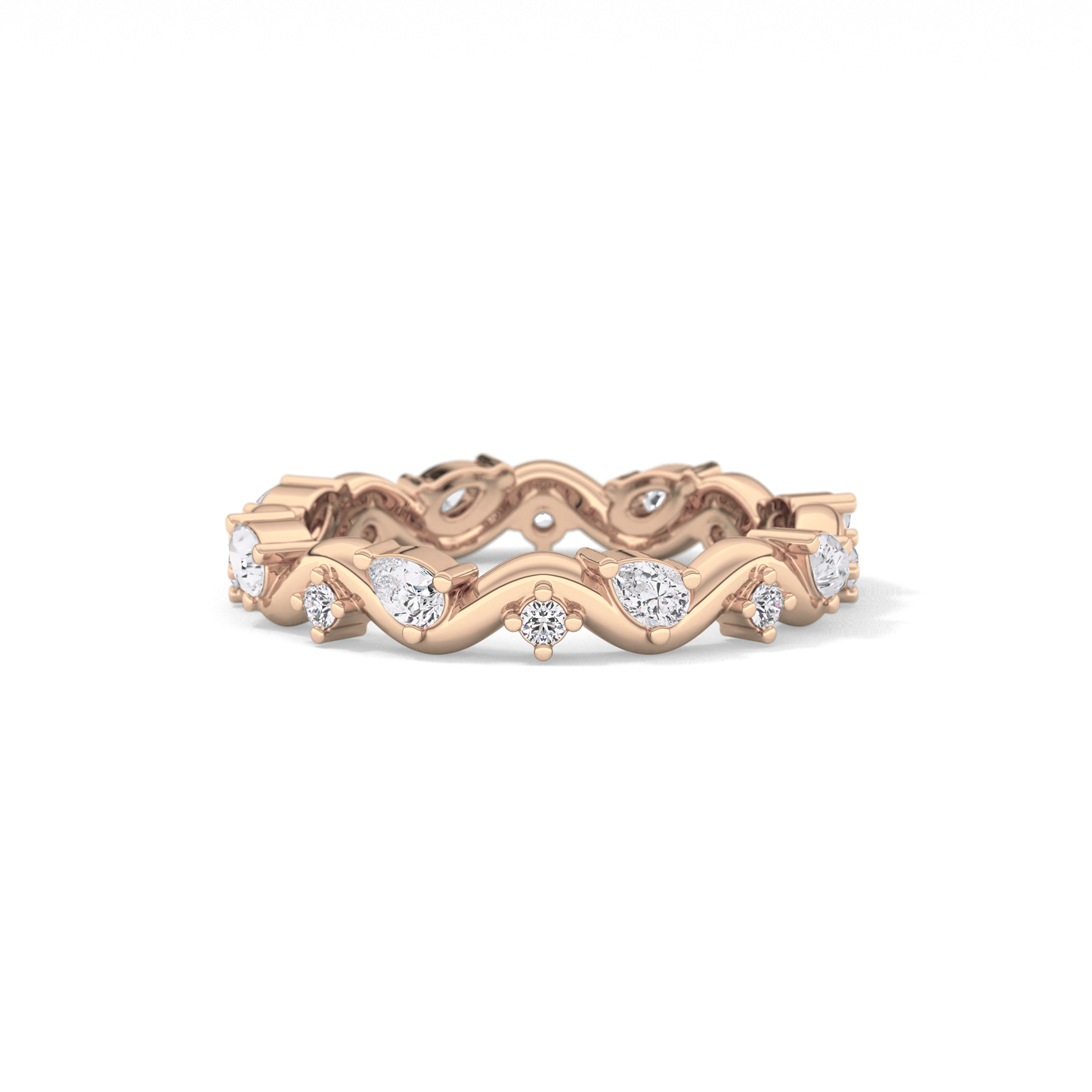 0.56 TCW Round & Pear Lab Grown Diamond Half Eternity Wedding Band