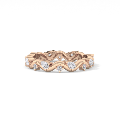 0.56 TCW Round & Pear Lab Grown Diamond Half Eternity Wedding Band