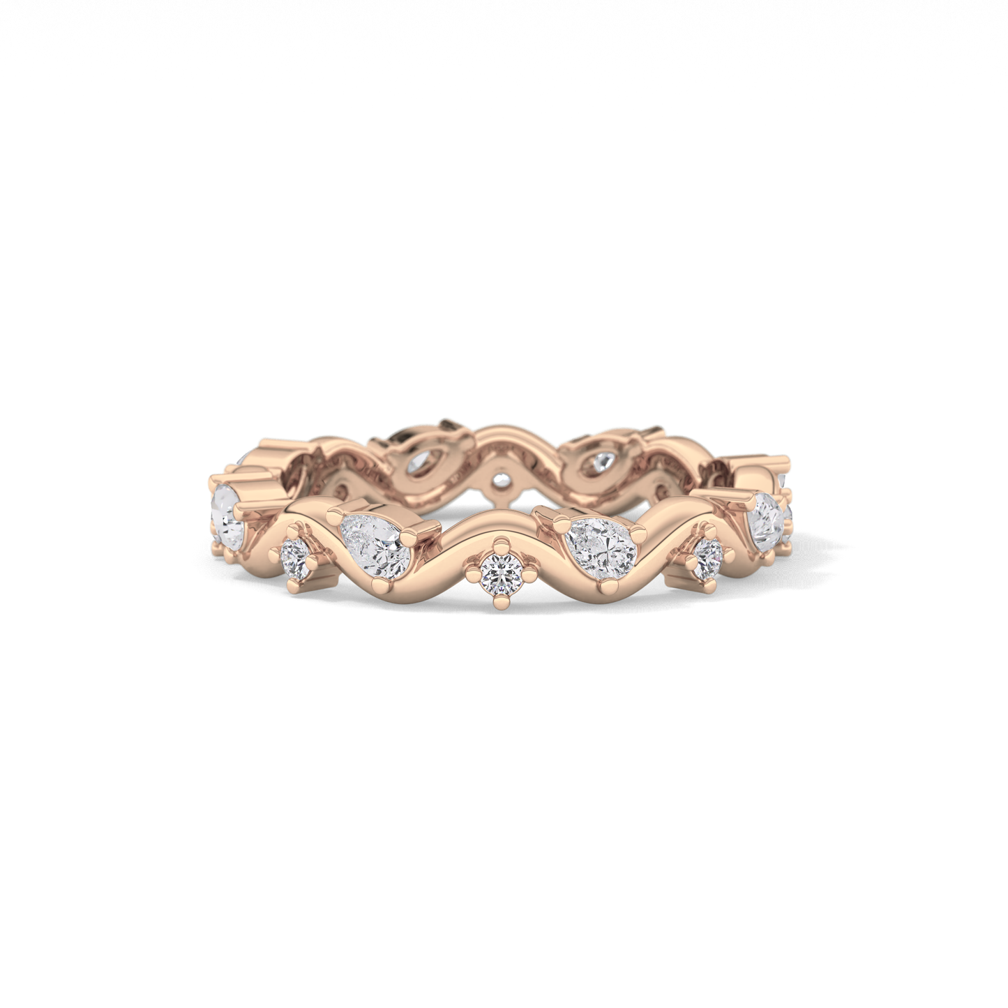 0.56 TCW Round & Pear Lab Grown Diamond Half Eternity Wedding Band