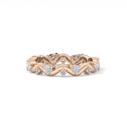 0.56 TCW Round & Pear Lab Grown Diamond Half Eternity Wedding Band