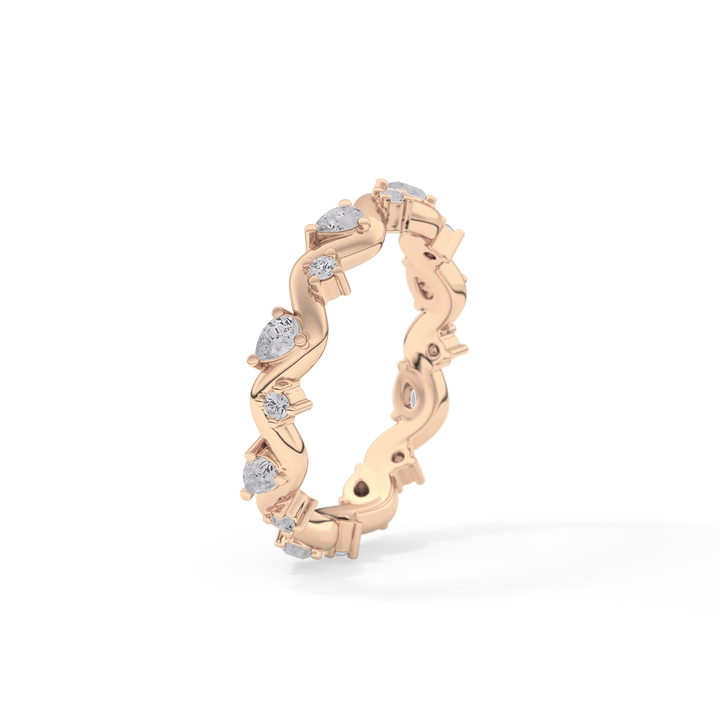 0.56 TCW Round & Pear Lab Grown Diamond Half Eternity Wedding Band