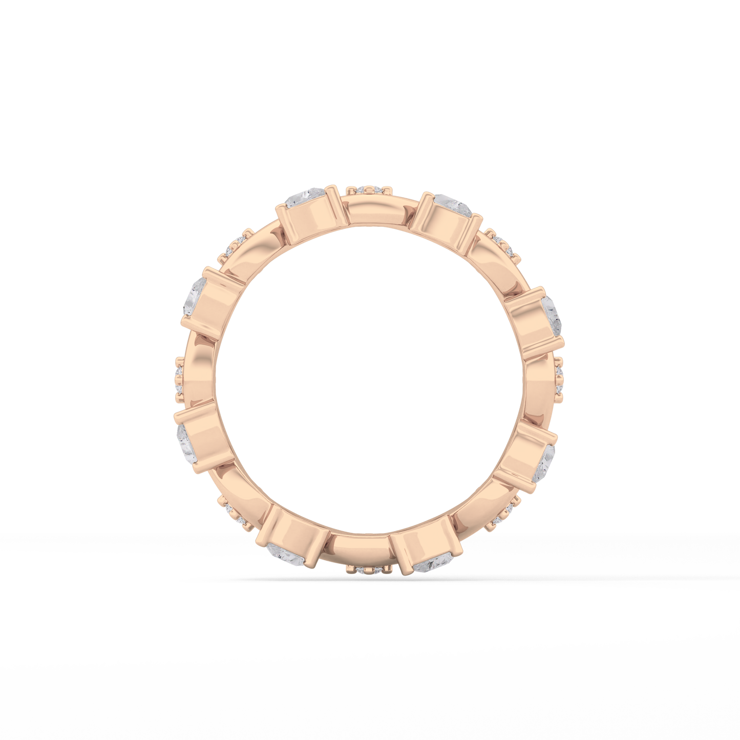 0.56 TCW Round & Pear Lab Grown Diamond Half Eternity Wedding Band