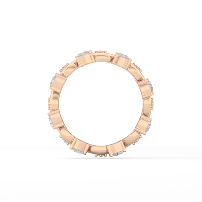 0.56 TCW Round & Pear Lab Grown Diamond Half Eternity Wedding Band