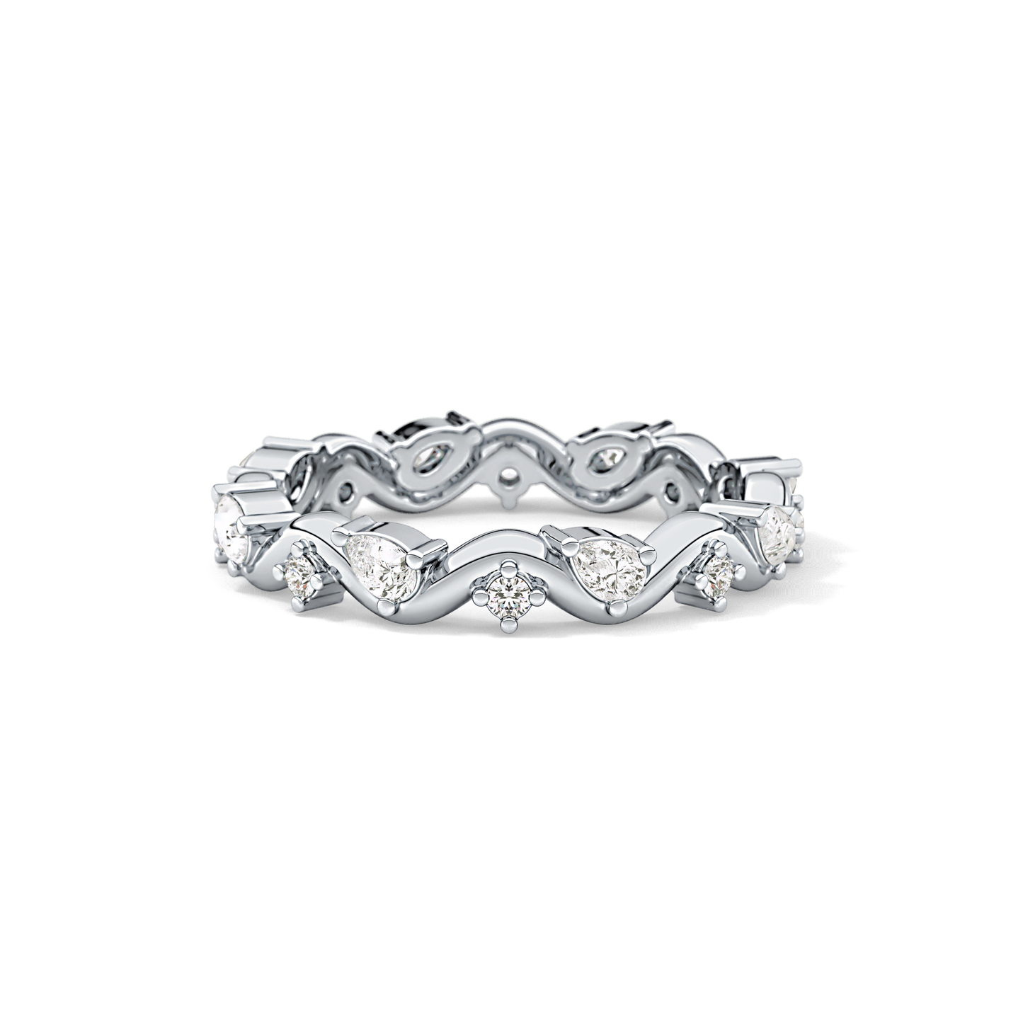 0.56 TCW Round & Pear Lab Grown Diamond Half Eternity Wedding Band