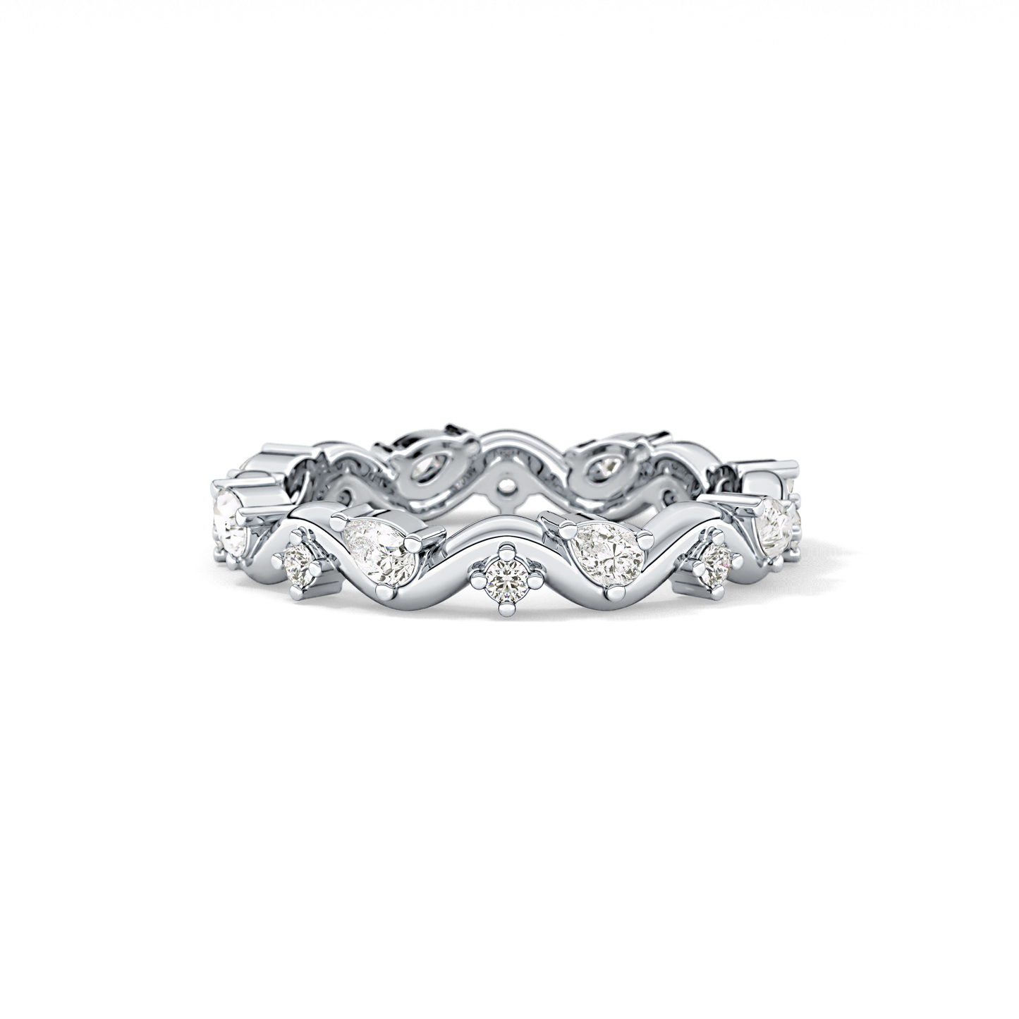 0.56 TCW Round & Pear Lab Grown Diamond Half Eternity Wedding Band