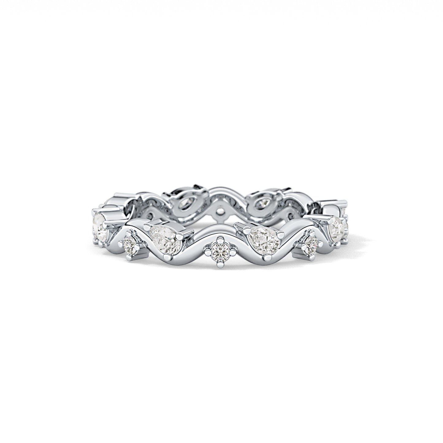 0.56 TCW Round & Pear Lab Grown Diamond Half Eternity Wedding Band