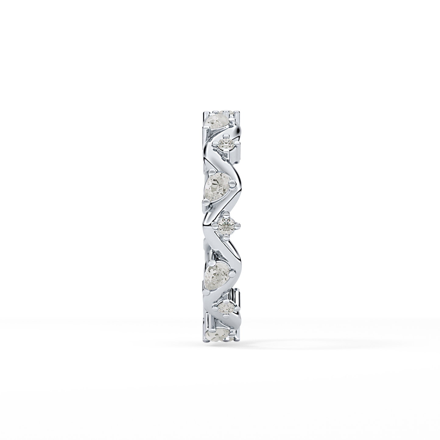 0.56 TCW Round & Pear Lab Grown Diamond Half Eternity Wedding Band