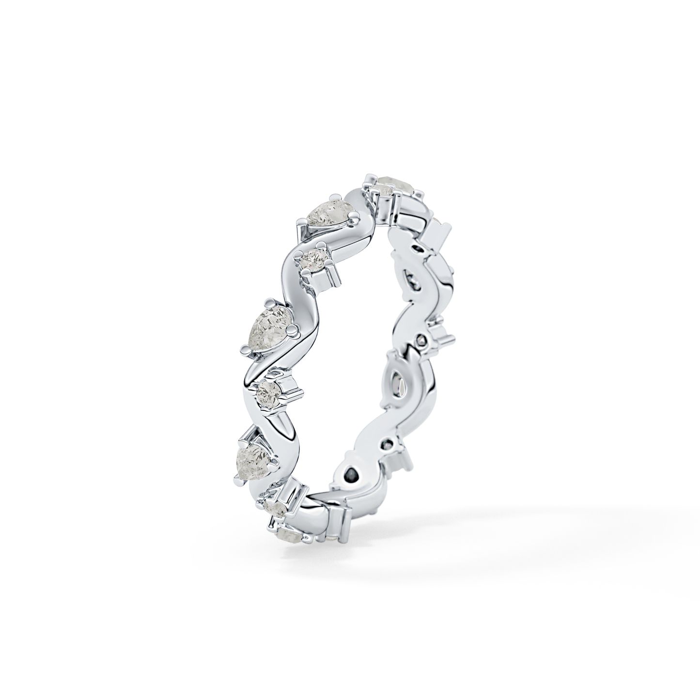 0.56 TCW Round & Pear Lab Grown Diamond Half Eternity Wedding Band