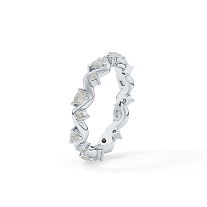 0.56 TCW Round & Pear Lab Grown Diamond Half Eternity Wedding Band